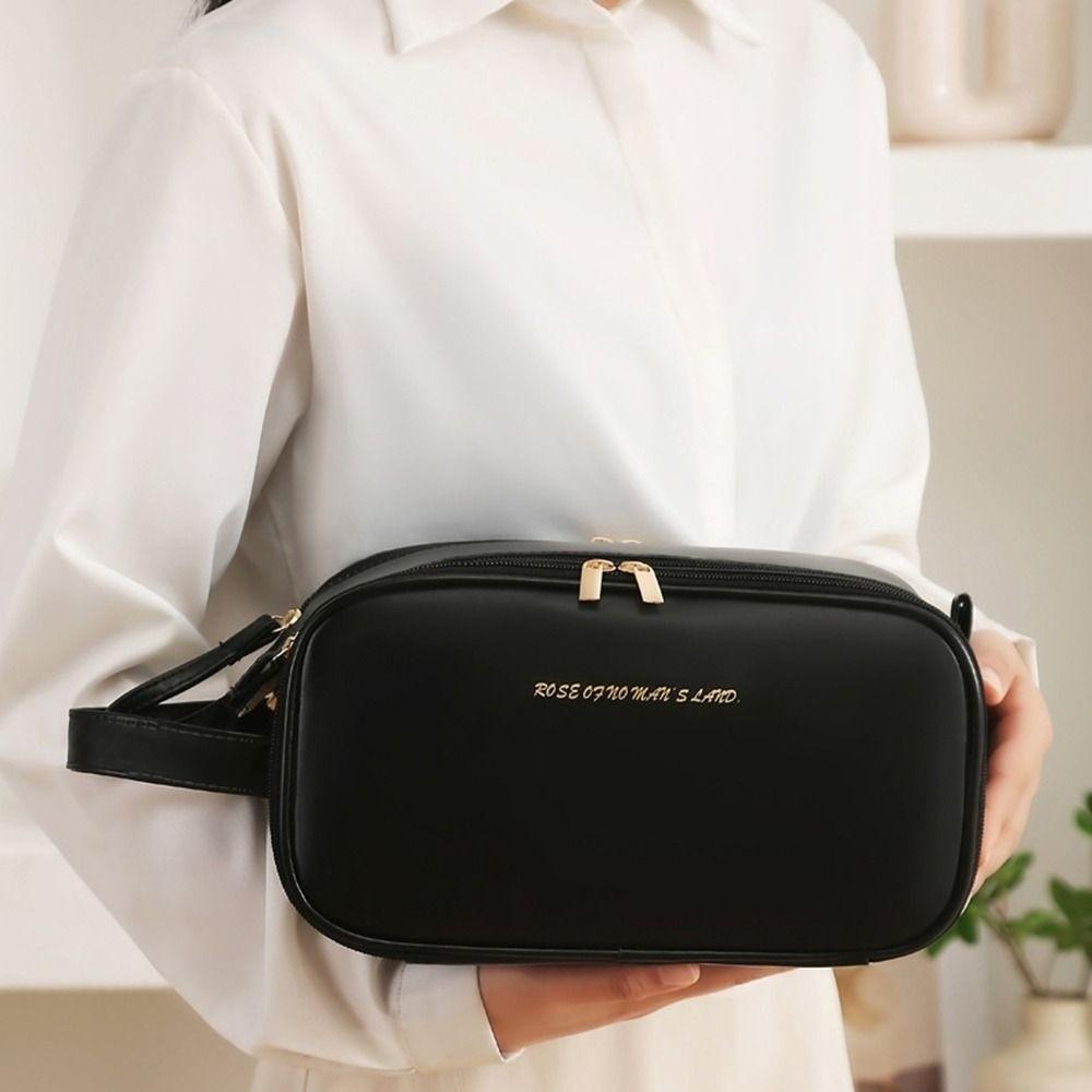 Косметичка с двойной молнией, многофункциональная дорожная сумка для мытья, косметичка из ПУ кожи, женская/для девочек