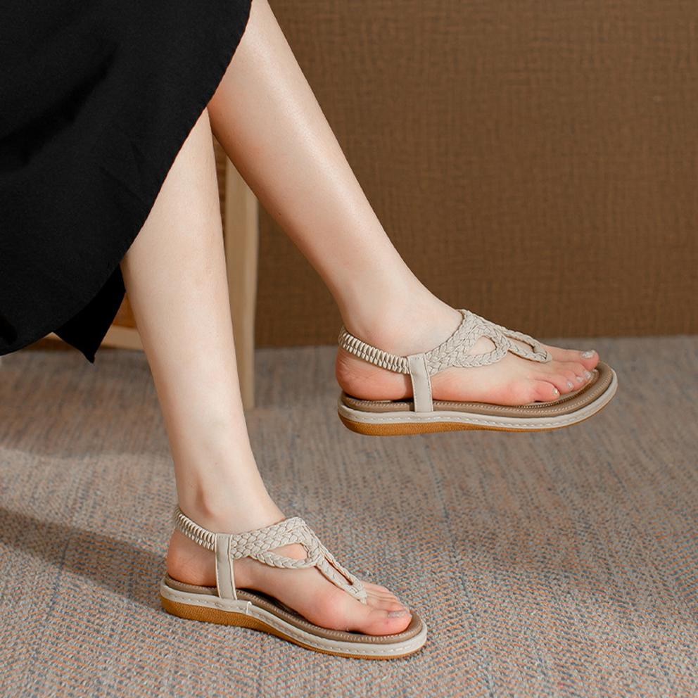 Модная летняя обувь, женские сандалии на плоской подошве, шлепанцы, нескользящие, мягкие, женские, в богемном стиле, размер плюс 42