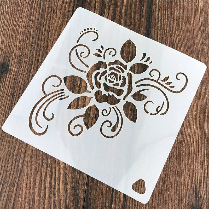 15*15 см цветок розы DIY многослойные трафареты настенная живопись Diy раскраска для скрапбука тиснение альбом декоративная открытка шаблон