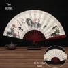 Настраиваемый детский складной веер в китайском стиле из бамбука и шелка - Дизайн старинного ханфу с возможностью нанесения надписи