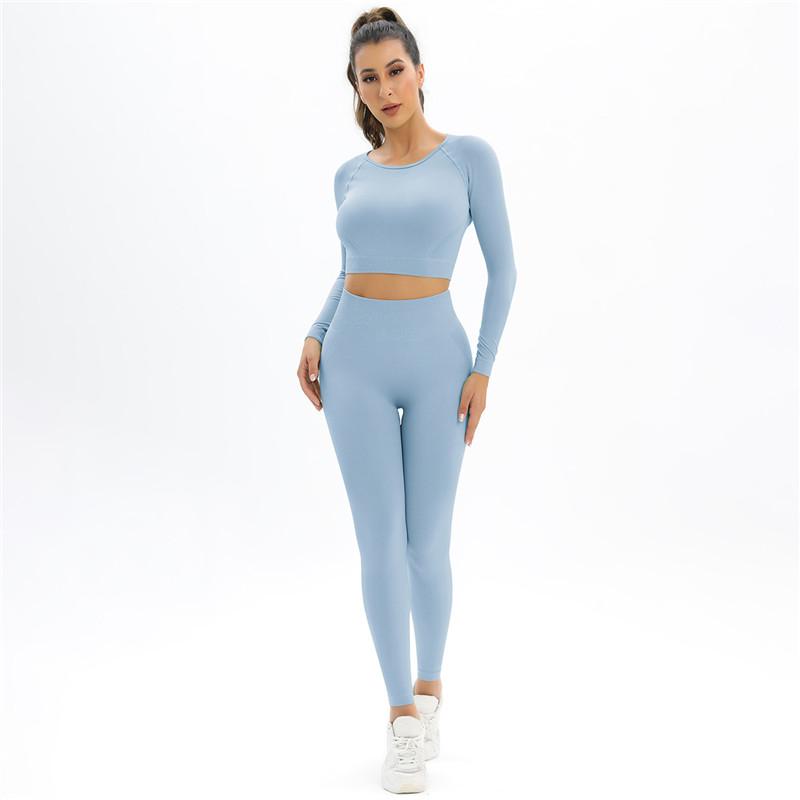Auroth костюмы для бега женские бесшовные комплект для йоги с длинным рукавом сексуальный спортивный топ фитнес брюки спортивный костюм