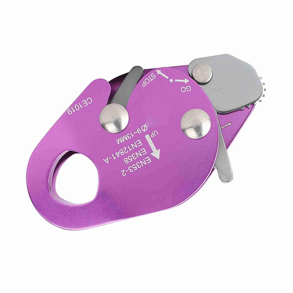 Самоблокирующееся стопорное спусковое устройство для 9-13 мм веревочного зажима Grab Rescue Rappel Ring Climbing Climbing Gear Purple