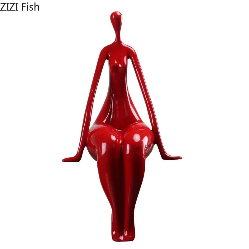 Статуэтка Йоги Абстрактное Произведение Искусства Украшения Настольное Украшение Минималистичный Персонаж Йоги Скульптура из Смолы Современный Декор для Дома