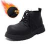 Black Martin boots men's 2024 new British style thick-soled heightening tooling boots 22722-R