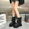 Мода Винтаж Зимние Платформа Женские Ботильоны Модные Слипоны Короткие Ботильоны Дизайнер Толстый Каблук Botas De Mujer