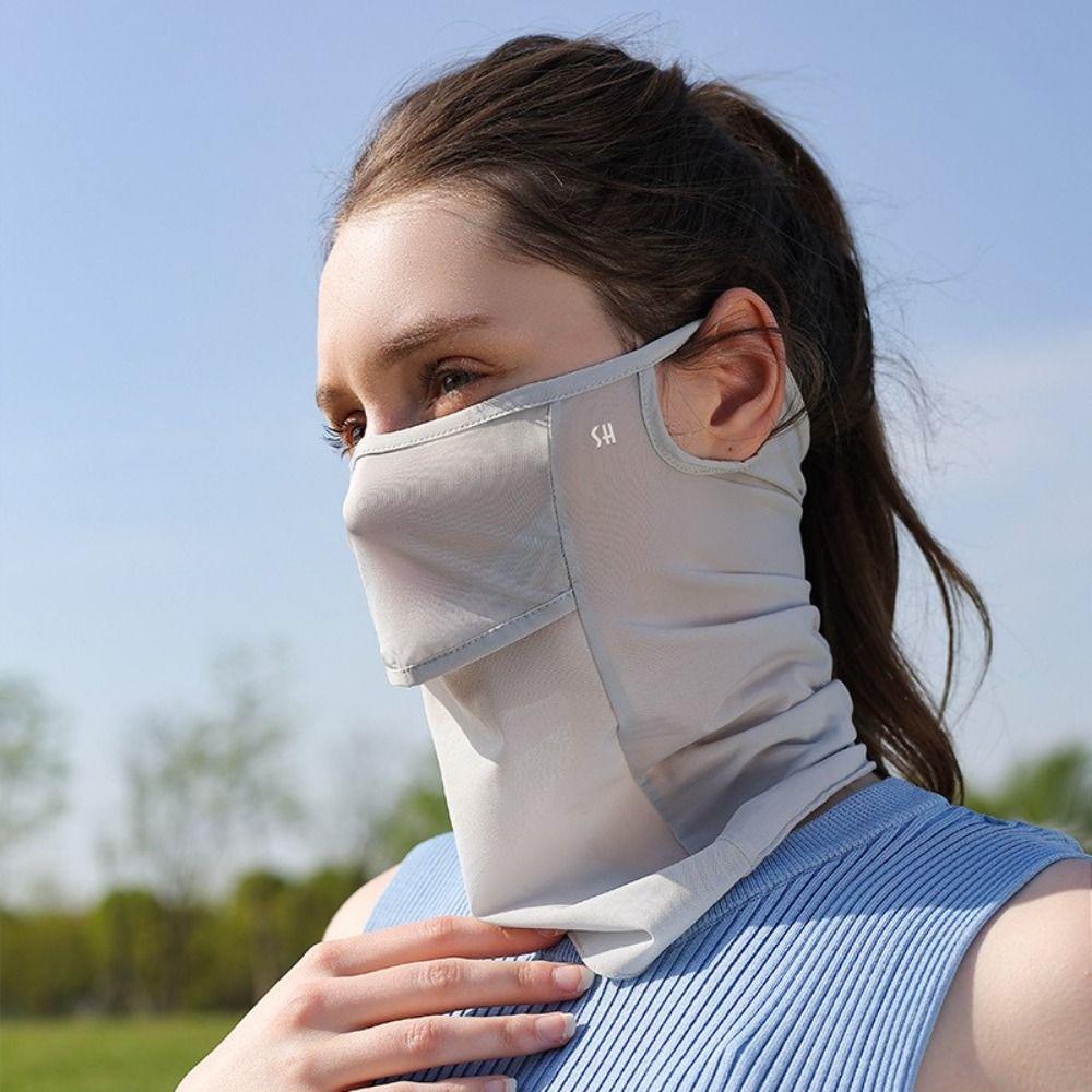 Summer Uv Protect Sun Proof Face Scarf Neckline Mask Ice Silk Bib Face Mask