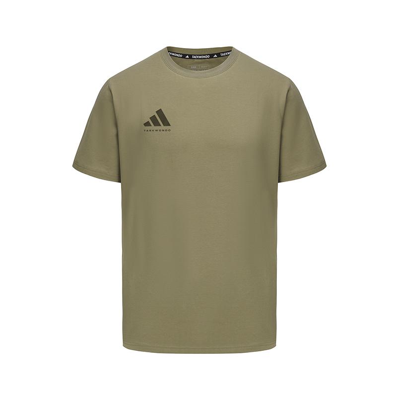 adidas Удобная Дышащая Приятная к коже С принтом логотипа Повседневная Вязаная Футболка с круглым вырезом и короткими рукавами Мужские топы Армейский зеленый ADICLTS24CTK-OSSO