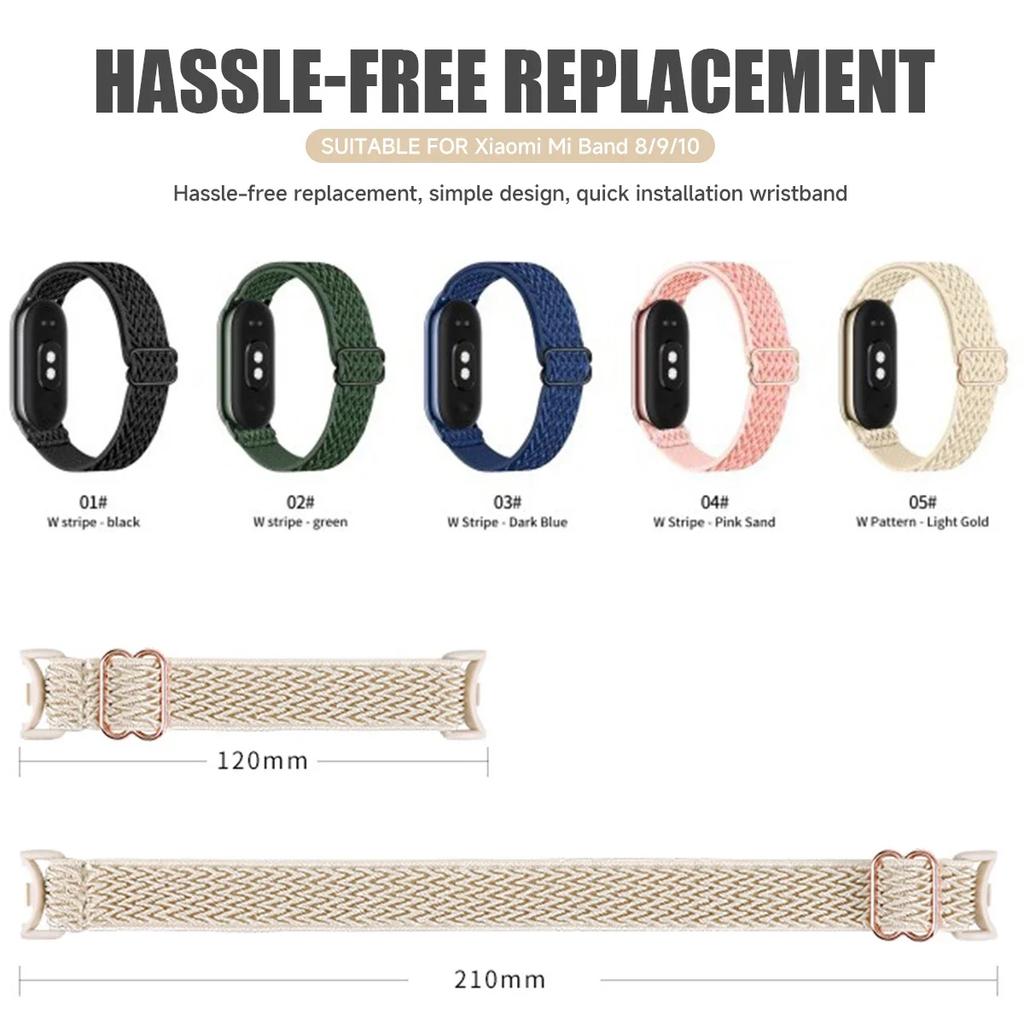 Эластичный нейлоновый ремешок-петля для Xiaomi Band 10/9/8 Дышащий плетеный спортивный ремешок для MiBand 10/9/8 Часы Замена браслета Новый