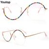 Vintage Half Rim Women Round Glasses Frames For Women Optical Eyeglasses Metal Eyewear Rainbow Prescription Spectacles Oversize