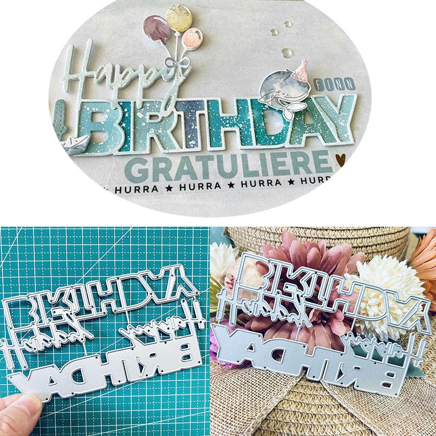 Happy Birthday Words Metal Cutting Dies Stencil for DIY Scrapbooking Photo Album Embossing Paper Cards Crafts Die Cuts
