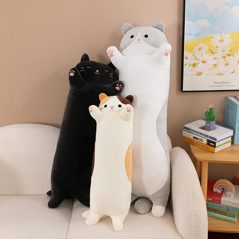 Fluffy Cat Stuffed Toy With Cartoon Animal Shape For Bedroom Decor And Sleep