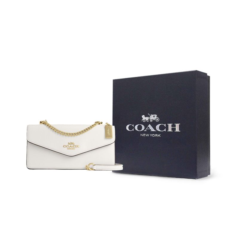 Coach Klare 26 Бренд Микро Логотип Цепочка Ремень через плечо Кожаная Сумка-конверт Женская Сумка через плечо Меловой-Белый CBI98-IMCHK