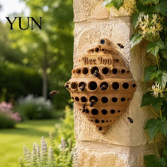 Sustainable Pollinator Garden Supplies Wall-Mounted Bee House, Outdoor Shelter, Honeycomb Design Waterproof Shelter Plastic Hotel for Solitary