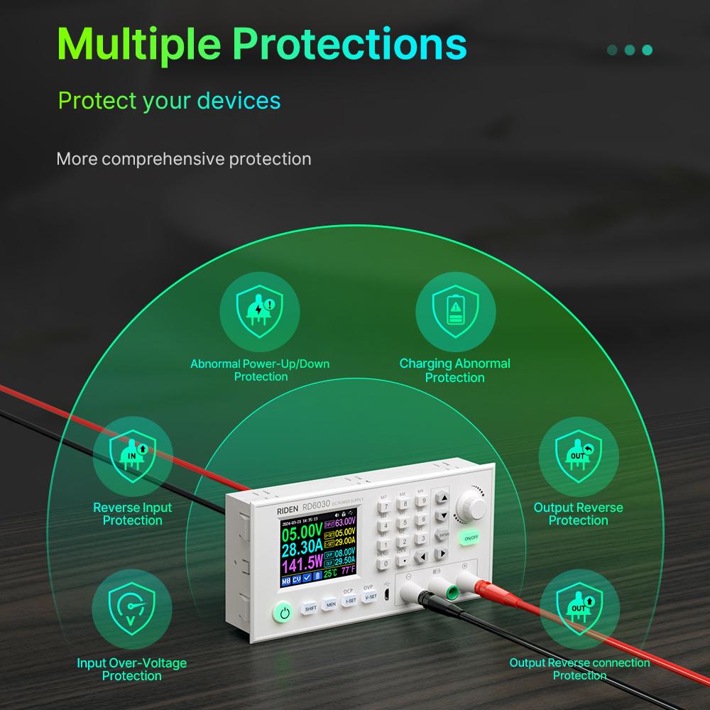RD6030W 60V 30A Модуль понижающего стабилизированного регулируемого источника питания постоянного тока, понижающий регулируемый преобразователь, заряд батареи