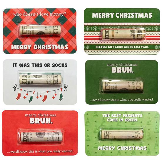 Bruh Money Holder Christmas Tree Hanging Cash Holder Card Decoration Ornament Festival Party Holiday Money Gift