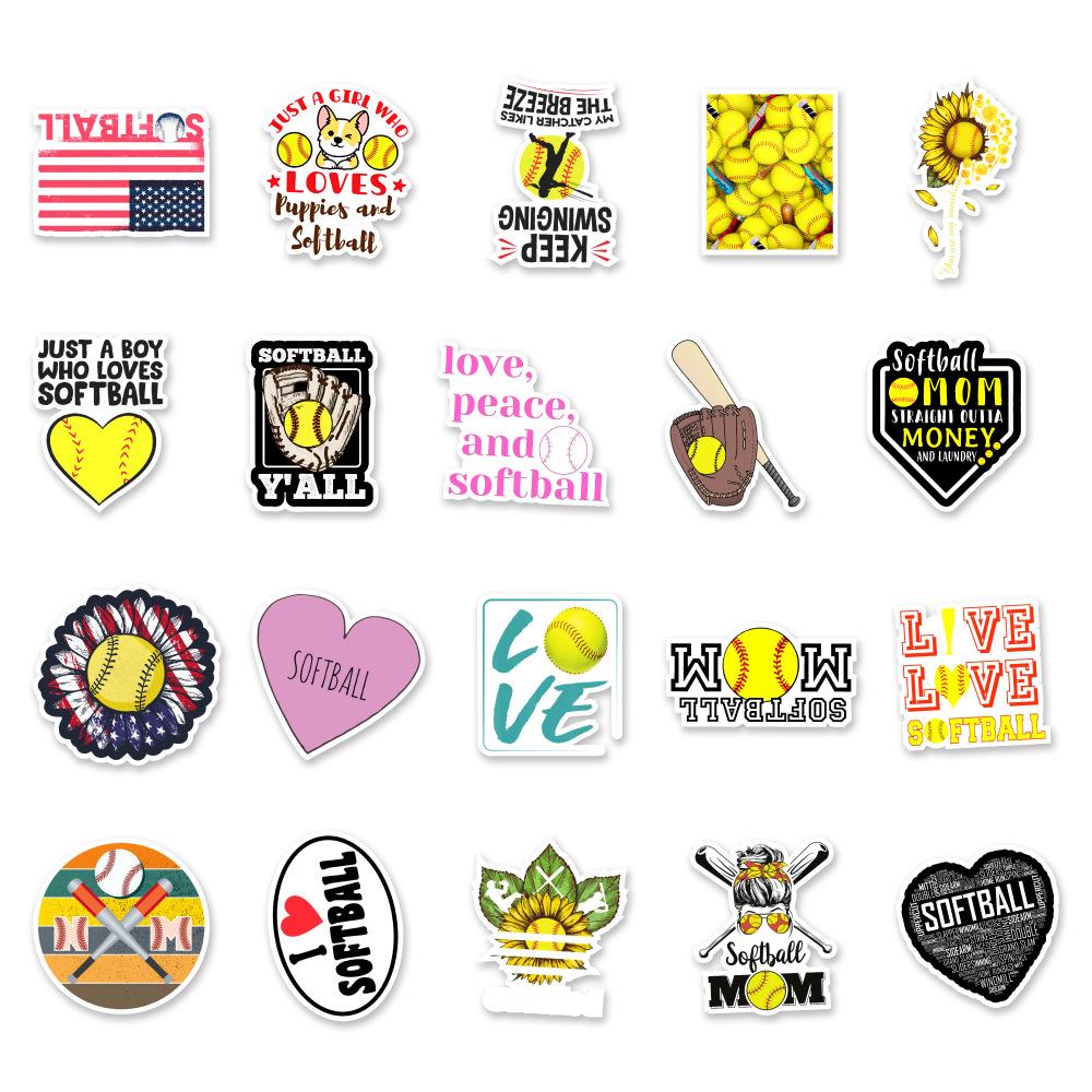 50 Sports Softballs 50 Laptop Skateboard Suitcase Water Cup Doodle Decorative Stickers
