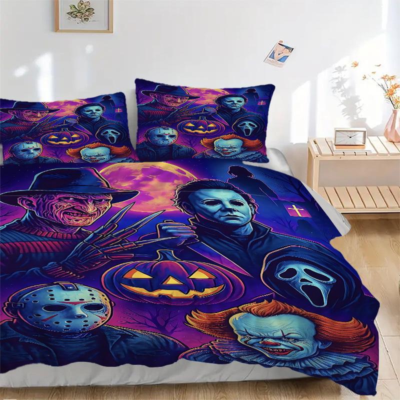 3pcs Horror Icons Bedding Set. Soft and Comfortable with No Core Included (1x Duvet Cover + 2x Pillow Covers) yy251031056