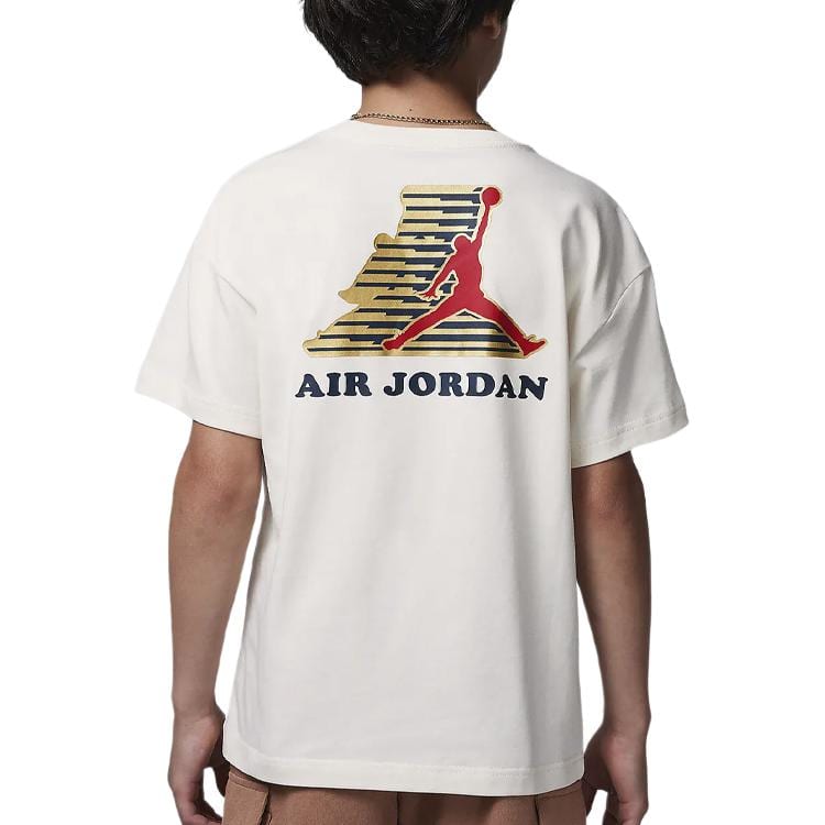 Jordan T Shirt Light Ivory White Kids' HQ7125-110