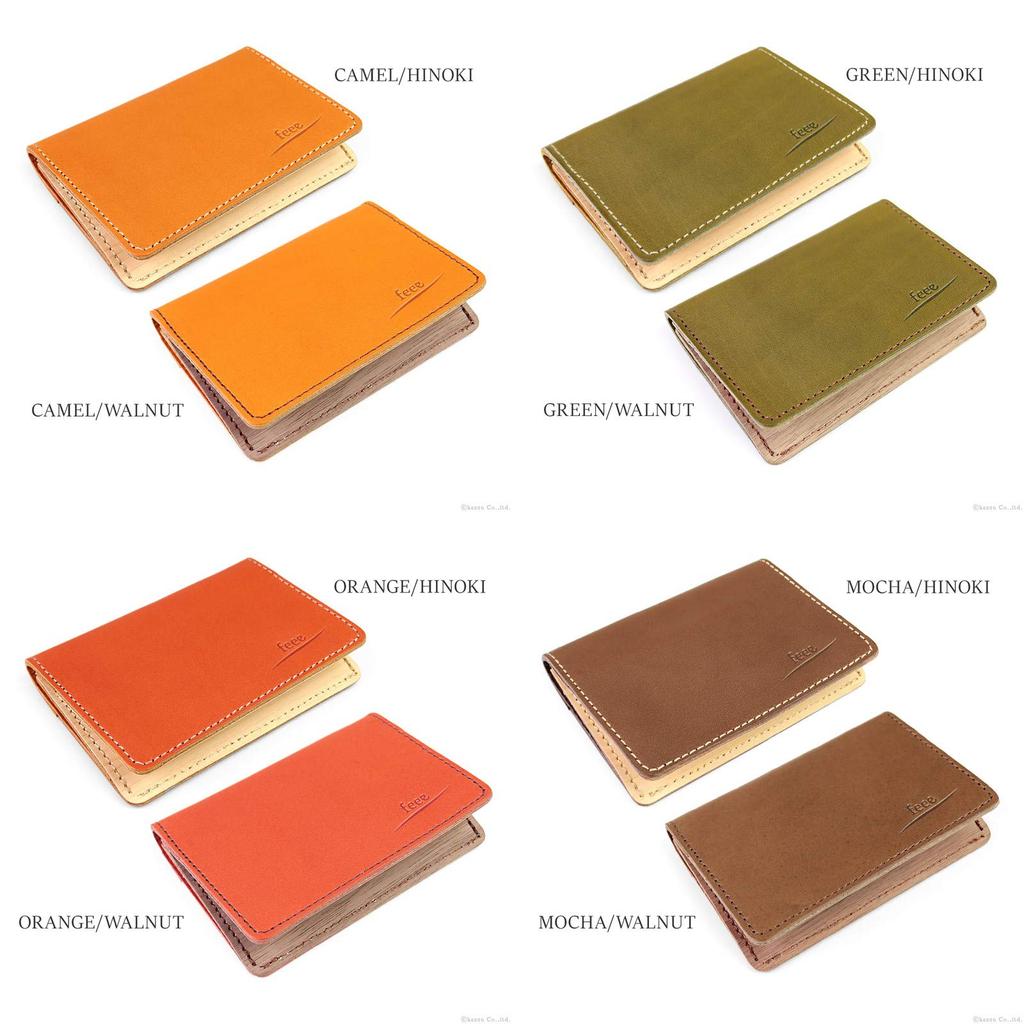 Feee Business Card Holder Genuine Leather Tochigi Leather X Natural Wood Simple Card Case Made In Japan [Fee] Men's Women's [OUTSIDELEATHER]