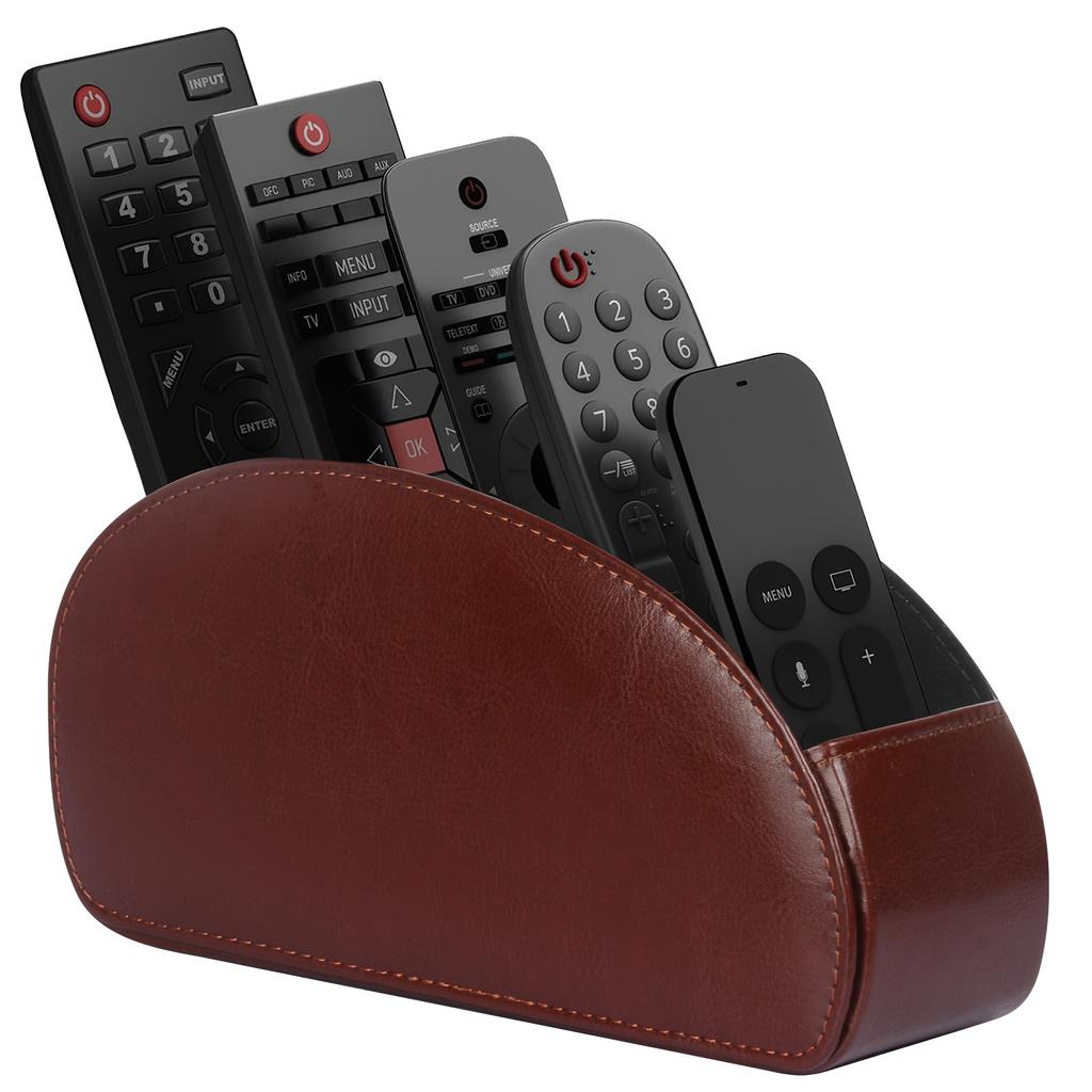 5-compartment Remote Control Holder - PU Leather Desktop Storage Box for TV, Heater Controller - Desktop and Drawer Organizer for Home Storage