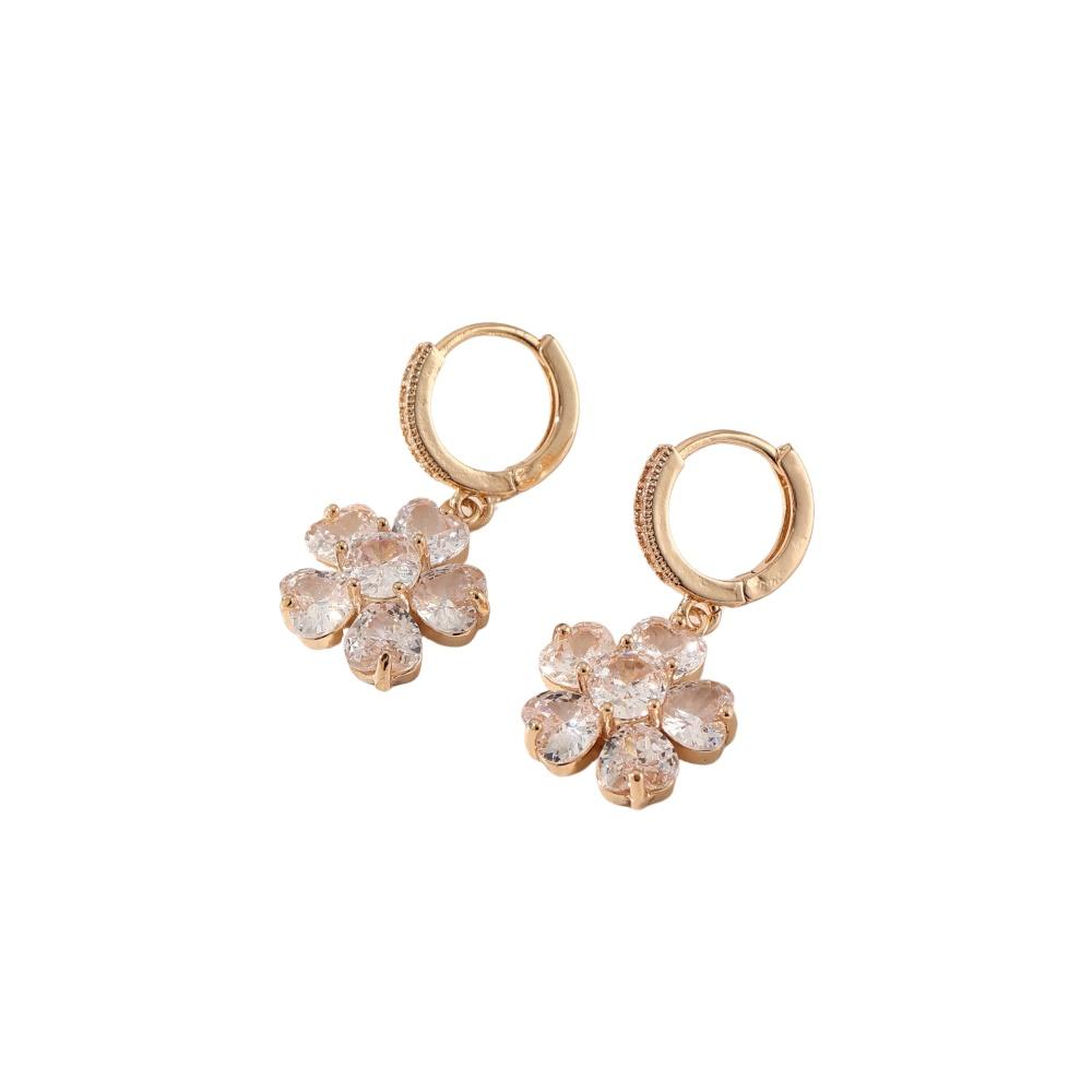 Модные серьги-подвески с цветами для женщин, кубический цирконий, повседневные украшения, аксессуары для вечеринок