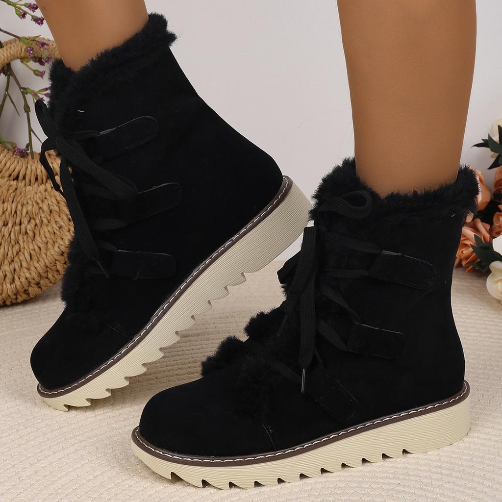 Fashion Women Fashion Flat Snow Boots Comfortable Strap Anti-slip Short Ankle Boots Winter New Round Designer Shoes Zapatos De Mujer