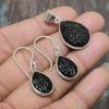 Черный оникс, драгоценный камень ручной работы, твердый кулон из стерлингового серебра 925 пробы + комплект ювелирных изделий из сережек