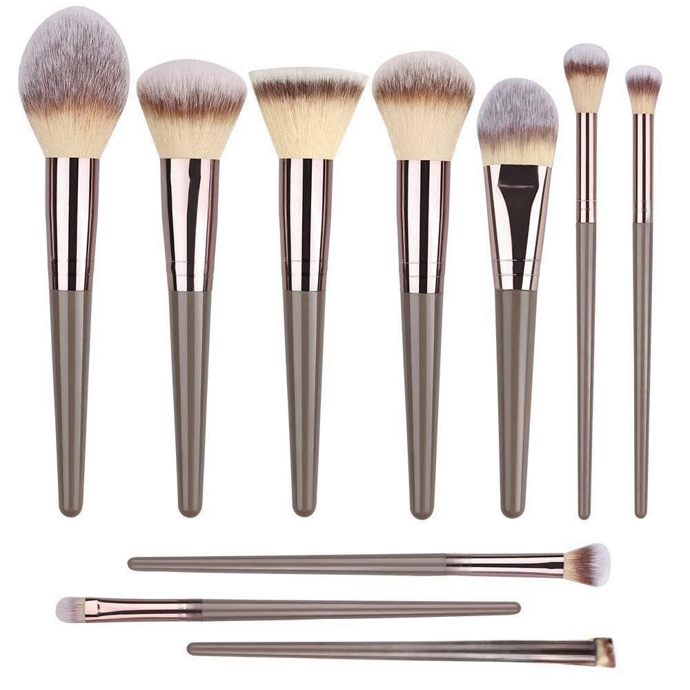 Hot-Selling Champagne Color Makeup Brush Set with Bag 10pcs 20pcs Beauty Tools Foundation Brush Eyeshadow Brush Loose Powder Gold
