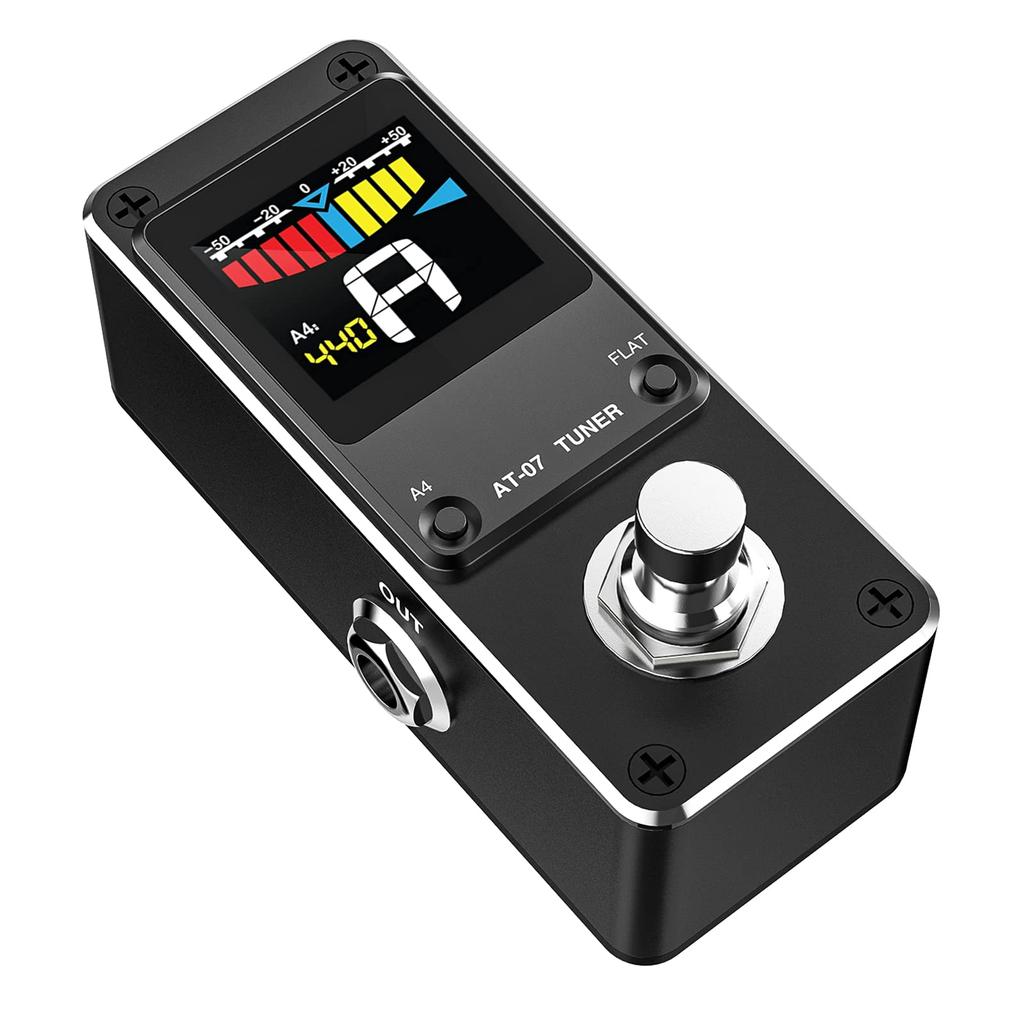 LEKATO Tuner Tuner Pedal with True Bypass Electric Guitar and Bass Tuner Color Display Tuner Pedal with Pitch and Flat Tuning Mute,