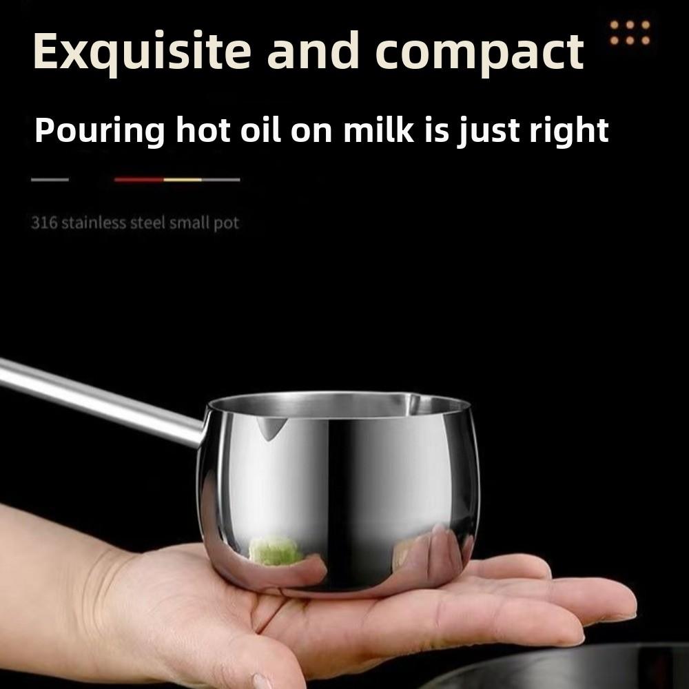 Long Handle Butter Warmer Pot Stainless Steel Cooking Sauce Bowl New Small Saucepan