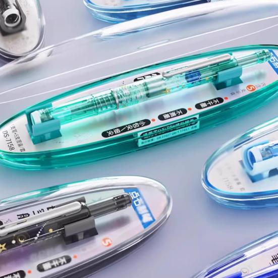 Перьевая ручка выдвижная 0,38 мм черные чернила тонкое перо набор ручек с прозрачным корпусом и 5 чернильными картриджами для каллиграфии, ведения дневника, рисования дудлов, эскизов