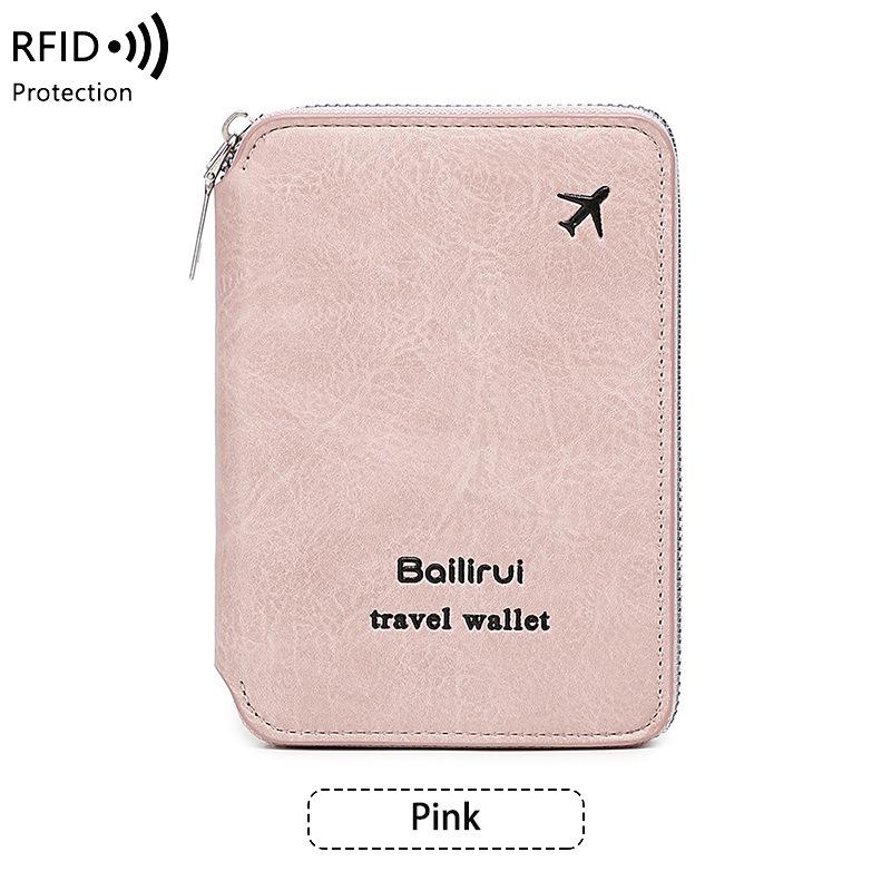 RFID Passport and Ticket Holder with Zipper - Unisex Travel Document Organizer