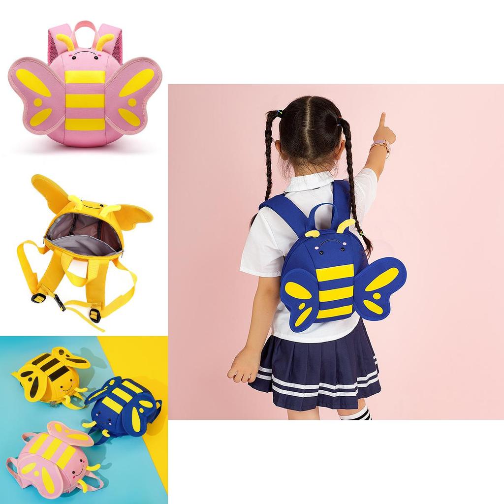 Bee Cartoon Adorable Toddler Backpack For Boys And Girls With Breathable And Waterproof Nylon Material