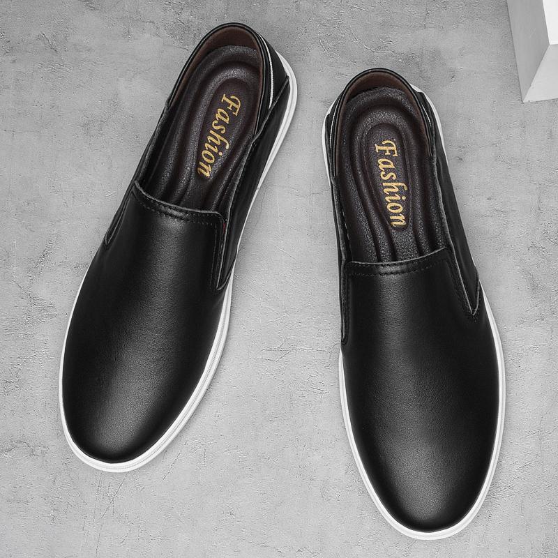 Lightweight Summer Men Casual Shoes Genuine Leather Male Luxury White Sneakers Brand Slip-on Men Loafers Breathable Men's Shoes