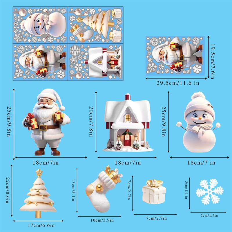 Christmas Snowman Snowflake Santa Claus Home Party Decoration Stickers Electrostatic Glass Window Wall Decals New Year