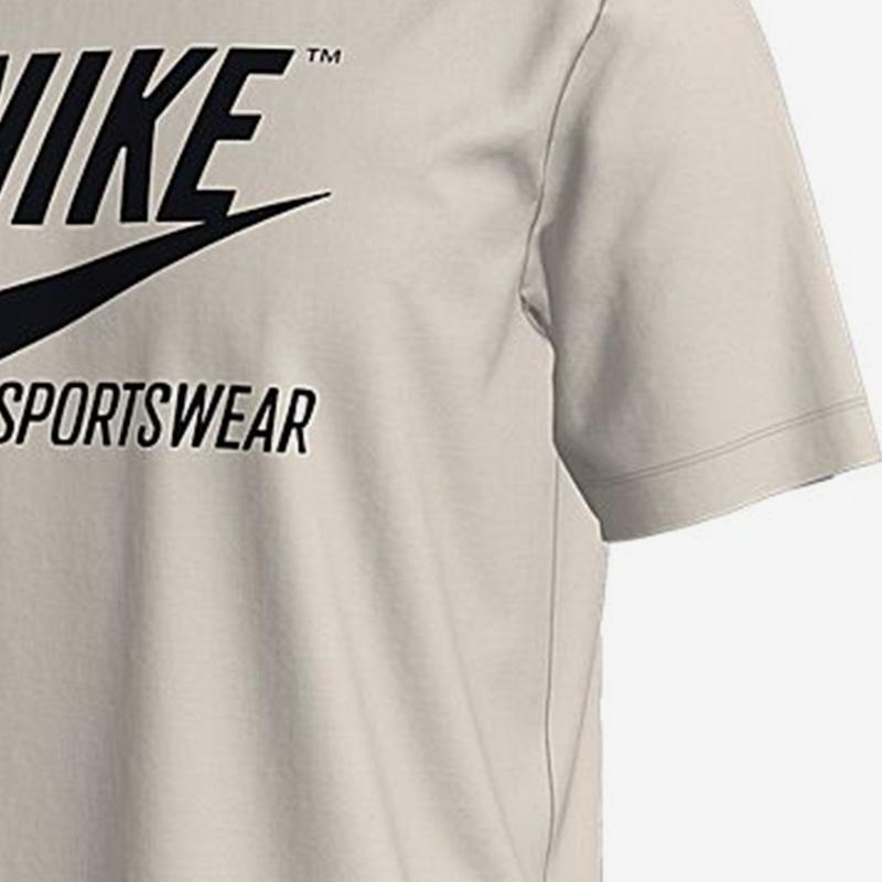 Nike Сплошной цвет с круглым вырезом и логотипом, винтажная футболка, мужские топы, серо-белый BV0627-072
