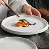 White Porcelain Featured Hotel Tableware Stone Pattern Edge Creative Household Ceramics Artistic Cuisine Steak Western Plate