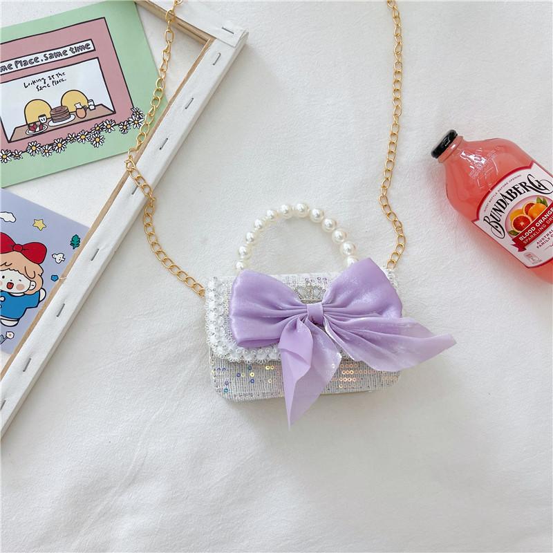 Модная детская сумка через плечо из ПУ с жемчужной цепочкой для стильных детей