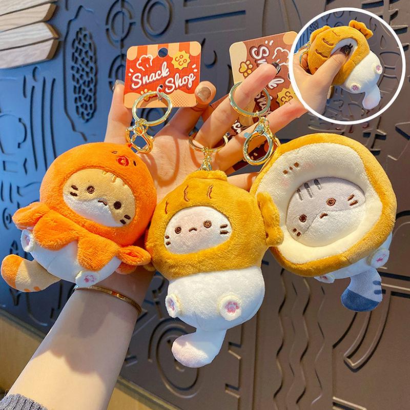 Брелок в виде куклы-кошки, плюшевый брелок, автомобильный брелок, сумка, кулон, мультяшный кот, наушники, кулон, сумка, аксессуары