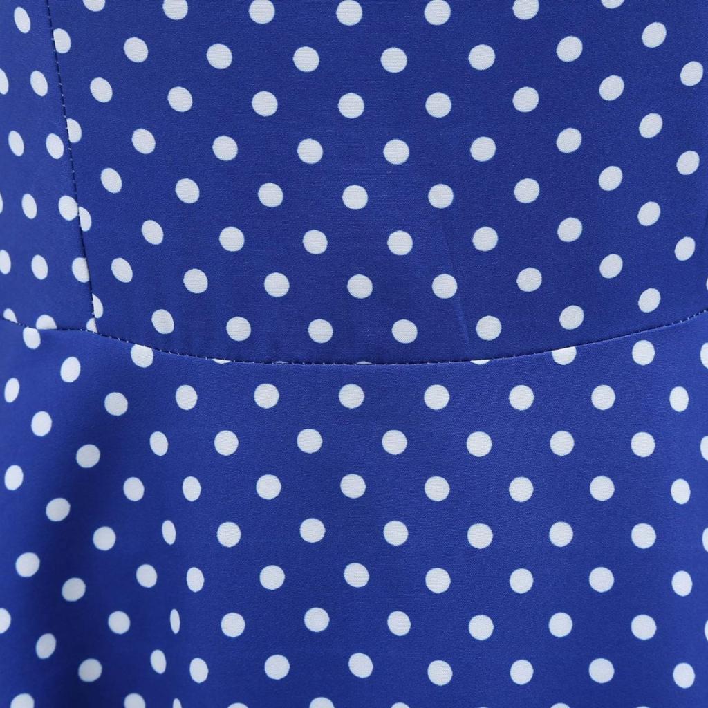 GMXIA Винтажное женское свободное платье с квадратным воротником и короткими рукавами в горошек и принтом на талии