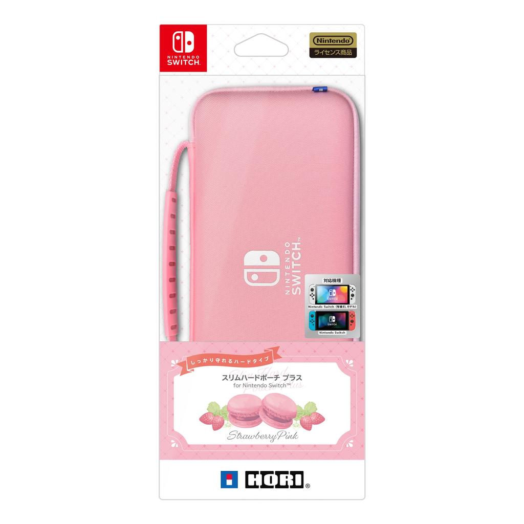 Licensed Slim Hard Pouch Plus for Nintendo Strawberry Pink with Both Nintendo Switch Organic EL Model and Nintendo [Nintendo Product] Switch™