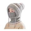 Knitting Hat Women Windproof Insulated Design Winter Hat with Plush Ball 3-in-1 Thickened Hat Face Guard Scarf