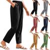 Women's Pants Stralght Pants With Pockets Lightweight Caual Loose Trousers Summer Drawstring Beach Trousers