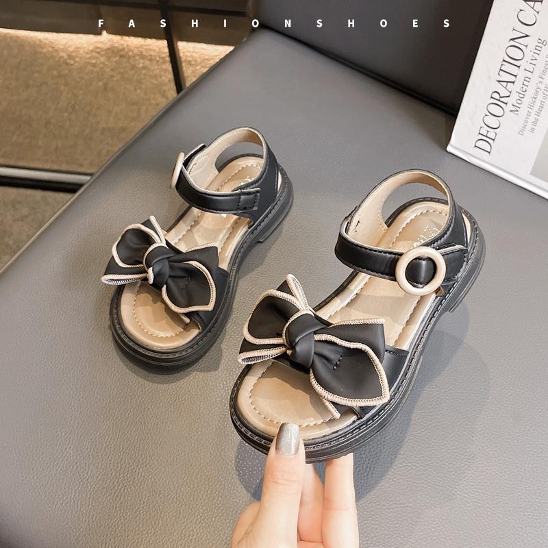 Girls Summer Sandals Sweet Princess Cute Butterfly-knot Bowtie Kids Open Toes Beach Shoes Soft Children Summer Sandals 26-37 New