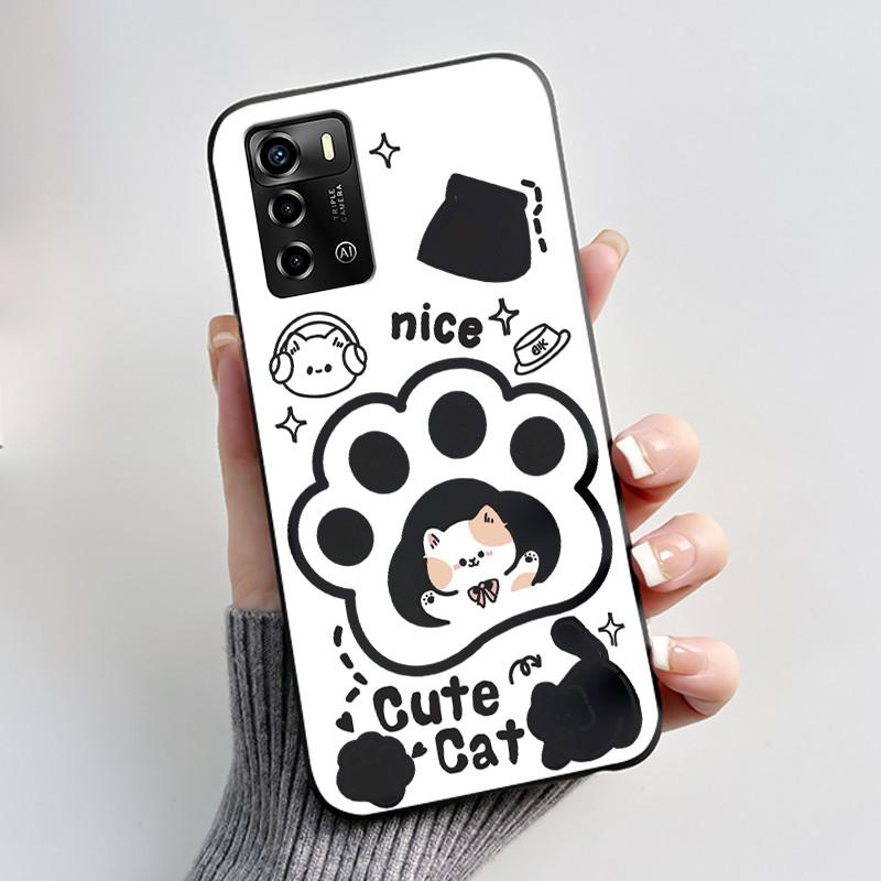 Casing For ZTE Blade A72 4G V40 Vita Phone Case Shell Aesthetic Cute Cat Astronaut Fashion Matte Black Protective Soft TPU Cover