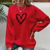 Fall Autumn Women'S Fashion O Neck Long Sleeve T-Shirt Loose Clothes Line Love Print T Shirt for Girls Street