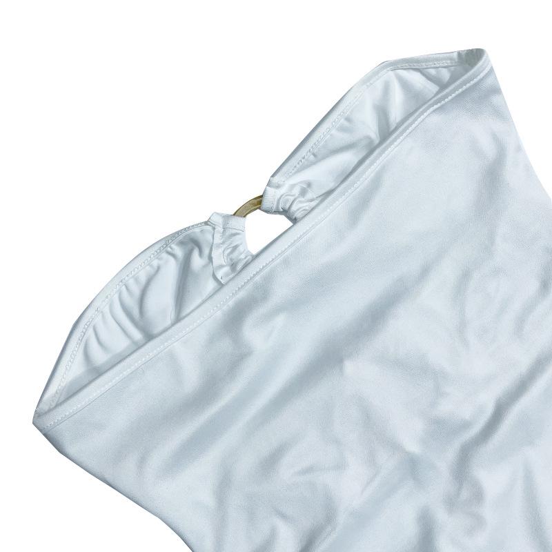 Сексуальное летнее платье с открытыми плечами, высоким разрезом и без бретелей в европейском и американском стиле для женщин