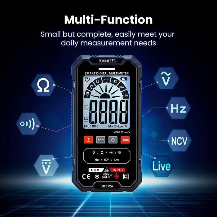 Multimètre Numérique à Plage Automatique TRMS 4000 Comptes KAIWEETS, Multimètre, Vol ètre, Mesure Tension, Continuité, Résistanc54
