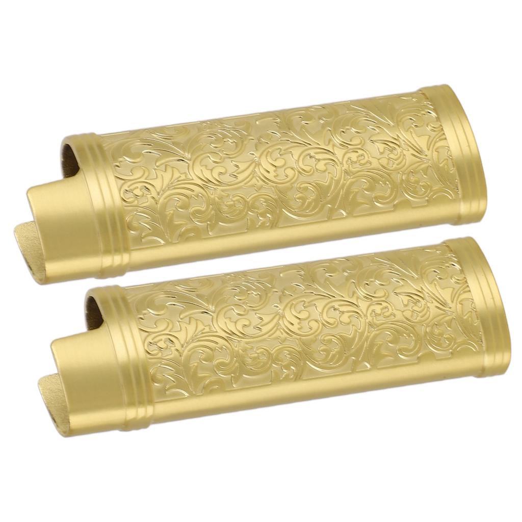 2PCS Lighter Case Cover Vintage Style Floral Stamped Zinc Alloy Shell for Lighter Protection