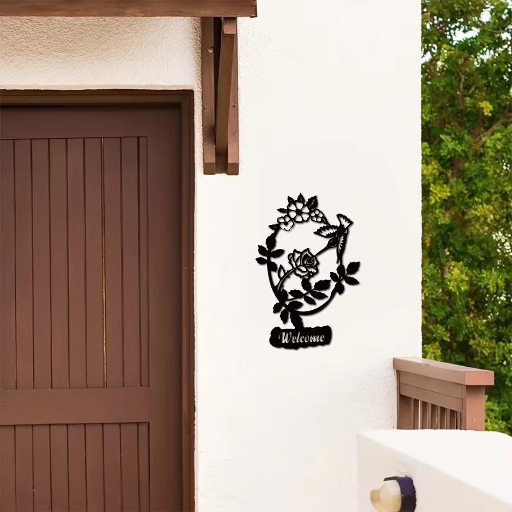 1 шт. Металлическая табличка «Добро пожаловать», черная, подвеска на дверь для улицы, персонализированная табличка с фамилией, идеальный подарок для пар, стильный декор для крыльца